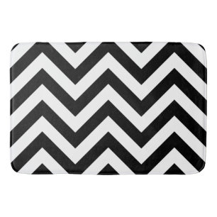 Tapis De Bain Noir et blanc de motif de zigzag