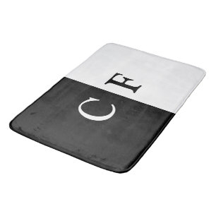 Tapis De Bain Noir et blanc demi initiales personnalisées