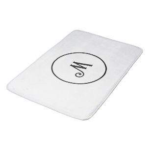 Tapis De Bain Noir et blanc initial personnalisé
