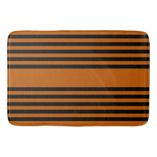 Tapis De Bain Noir et brûlé orange cinq bandes motif
