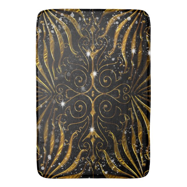 Tapis De Bain Noir et étincelle victorienne d'or (devant Vertical)