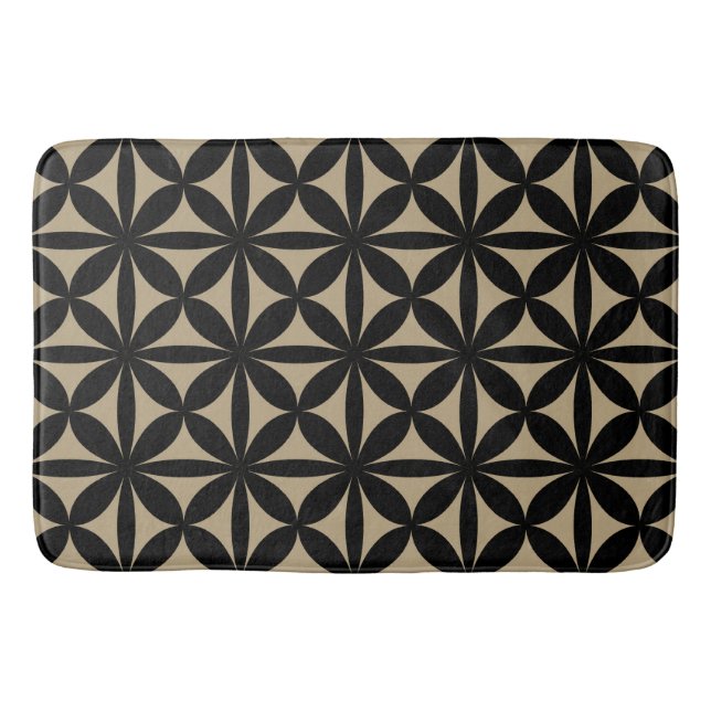Tapis De Bain Noir et Tan Moderne / Retro Print (Devant)
