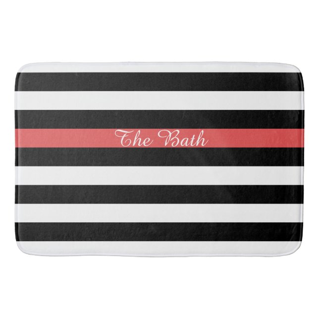 Tapis De Bain Noir fait sur commande des textes rouge et blanc (Devant)