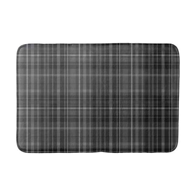 Tapis De Bain Noir Gris Plaid Motif Minimal Chic Design (Devant)