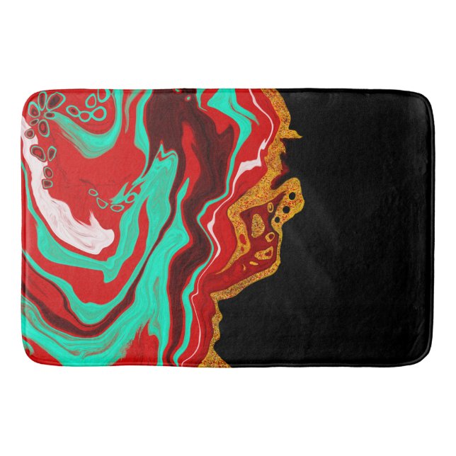 Tapis De Bain Noir, Or, Bourgogne, Marbre Art n (Devant)