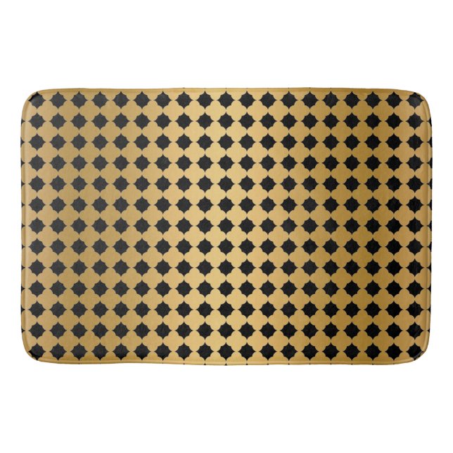 TAPIS DE BAIN NOIR OR HEXAGON MOTIF BAIN MAT (Devant)