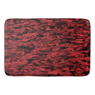 Tapis De Bain Noir rouge Motif Abstrait
