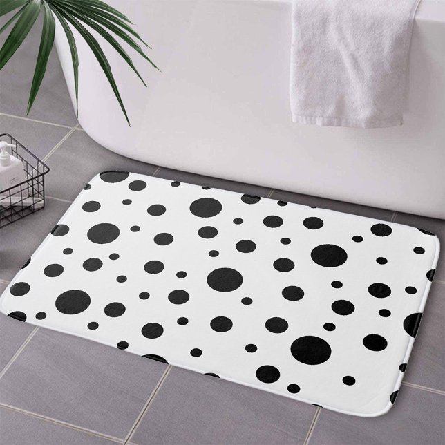 Tapis De Bain Noir sur le Motif Polka blanc (Créateur téléchargé)