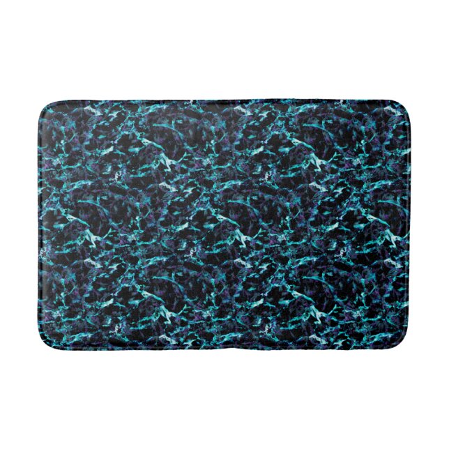 Tapis De Bain Noir Violet & Bleu Aqua Électrique Choquant (Devant)
