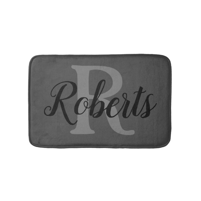 Tapis De Bain Nom de famille élégant Monogramme (Devant)