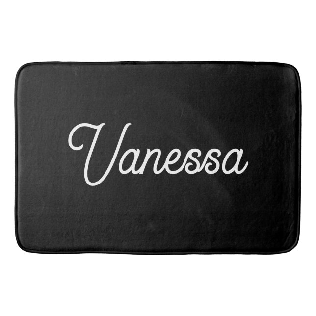 Tapis De Bain Nom d'écriture professionnelle noir personnalisé (Devant)
