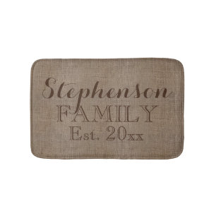 Tapis De Bain Nom du Burlap rustique du pays Vintage
