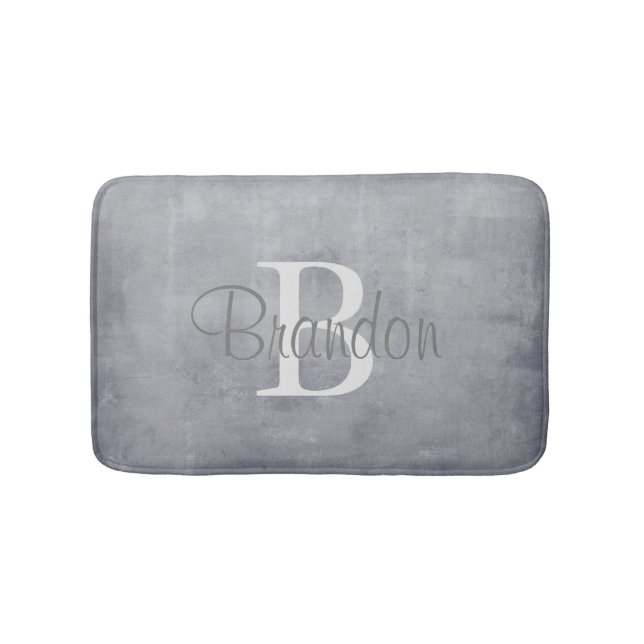 Tapis De Bain Nom élégant monogramme gris rustique (Devant)