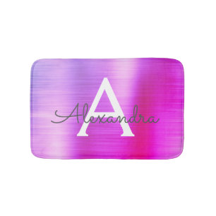 Tapis De Bain Nom et nom initial du monogramme en métal brossé v