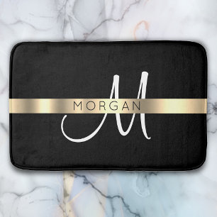 Tapis De Bain Nom & Grand Monogramme, Or noir blanc