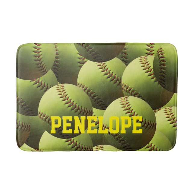 Tapis De Bain Nom jaune du base-ball en texte jaune (Devant)