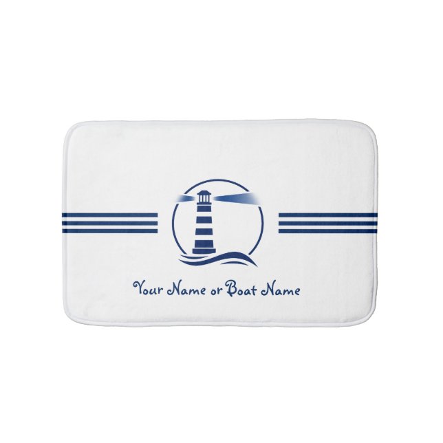 Tapis De Bain Nom ou bateau Nautical Classic Lighthouse Marine (Devant)