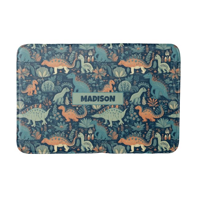 Tapis De Bain Nom personnalisé Motif Dinosaur (Devant)