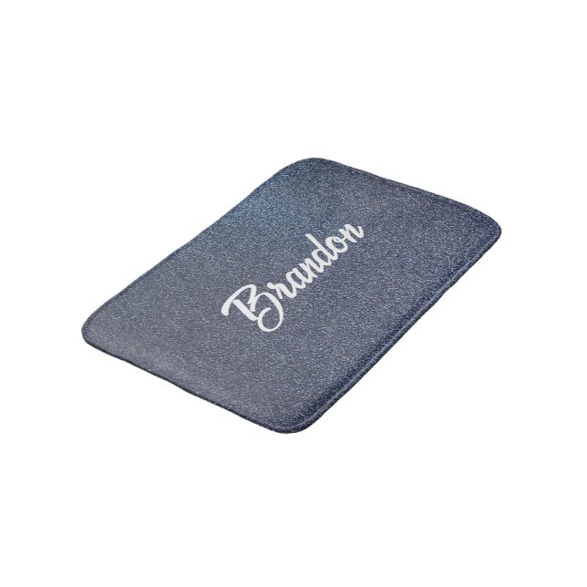 Tapis De Bain Nom personnalisé parties scintillant bleue (Angle)
