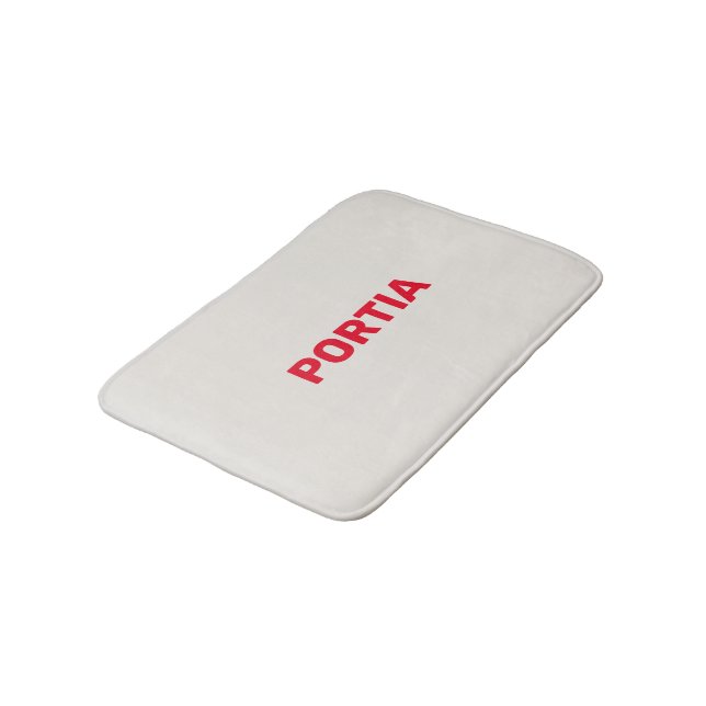 Tapis De Bain Nom personnalisé rouge clair gris clair (Angle)