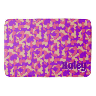 Tapis De Bain Nom rose de monogramme de camouflage