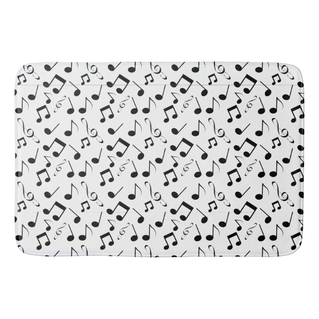 Tapis De Bain Notes musicales en noir et blanc Design Bath Mat (Devant)