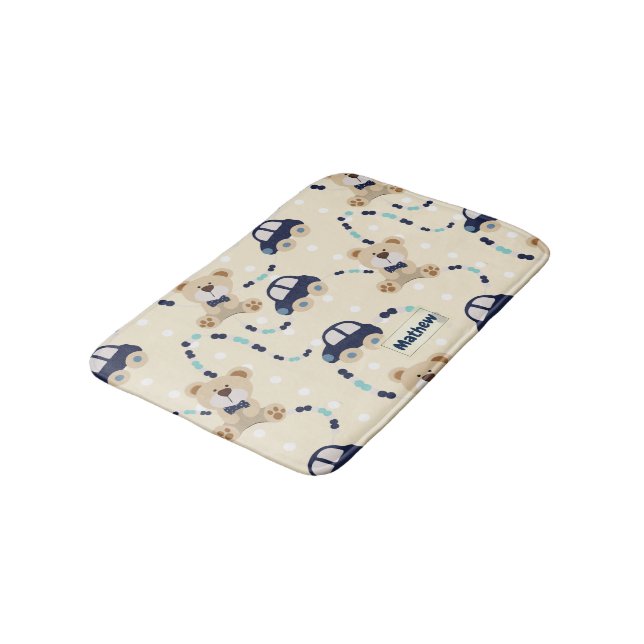 Tapis De Bain Nounours et voitures Baby Boy Motif (Angle)