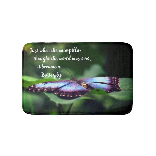 Tapis De Bain Nouveau début Papillon Inspiration Citation  (Devant)