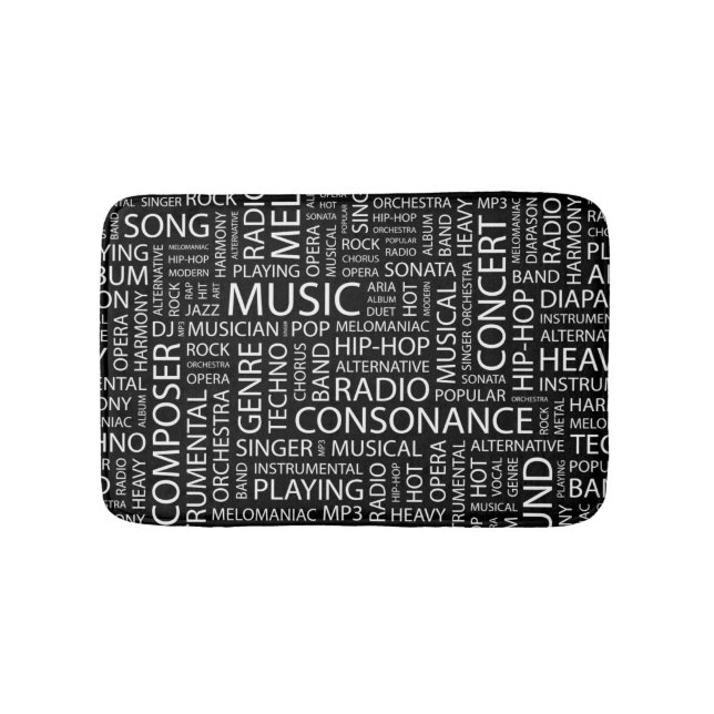 Tapis De Bain Nuage de mot de motif de MUSIQUE (Devant)