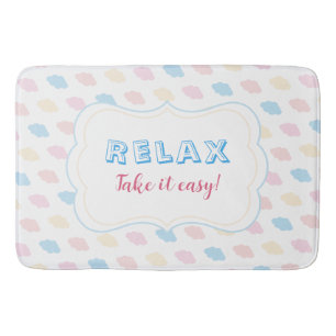 Tapis De Bain Nuages de couleurs pastel détendues rose bleu jaun
