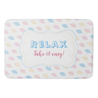 Tapis De Bain Nuages de couleurs pastel détendues rose bleu jaun