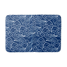 Nuages japonais vintages, bleu et blanc de cobalt