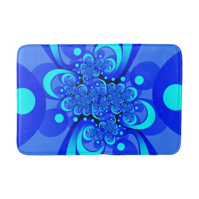 Tapis De Bain Nuances de bleu moderne art fractal Abstrait (Devant)