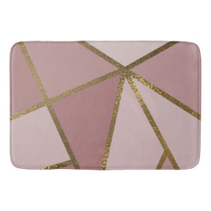 Tapis De Bain Nuances de rose mauve et bronze doré géométrique g