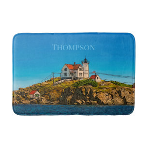 Tapis De Bain Nubble Lighthouse Maine Nautical Personnalisé