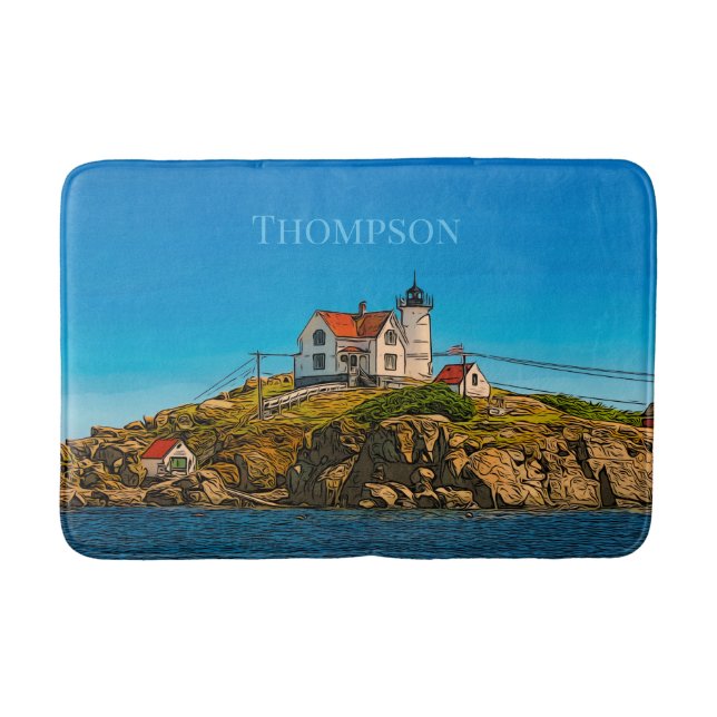 Tapis De Bain Nubble Lighthouse Maine Nautical Personnalisé (Devant)