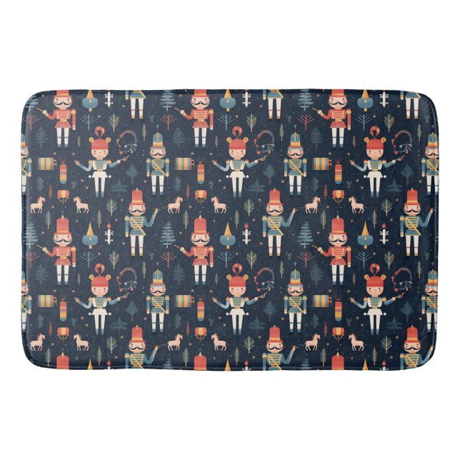 Tapis De Bain Nutcracker Navy Blue Festive Noël (Devant)