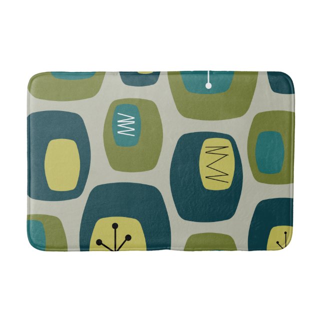 Tapis De Bain Oblongs modernes du milieu du siècle Vert olive (Devant)