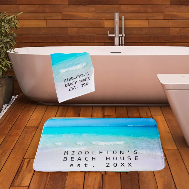 Tapis De Bain Ocean Beach La Scène Balnéaire D'Été (Créateur téléchargé)