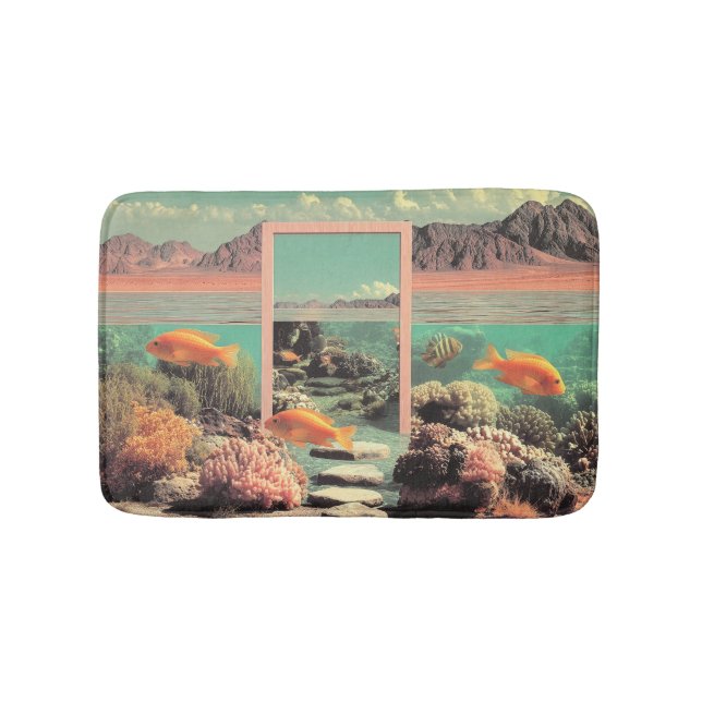 Tapis De Bain Océan désert surréaliste avec porte (Devant)