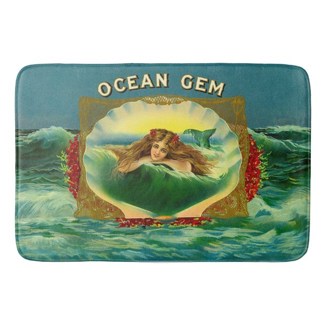 Tapis De Bain Ocean Gem mermaid étiquette de cigare (Devant)