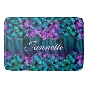 Tapis De Bain Ocean Glam Turquoise Purple Sirène Faux Parties sc
