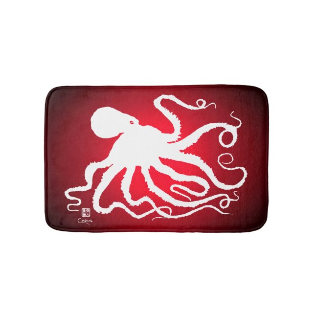 Tapis De Bain Octopus 6 en rouge - Petite couche de chaume (Devant)