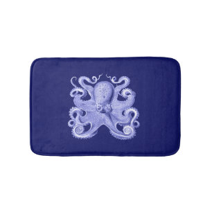 Tapis De Bain Octopus Marine Bleu Mer Côte Nautique Maison de pl