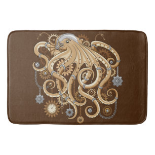 Tapis De Bain Octopus Steampunk Surreal Retro Style Machine