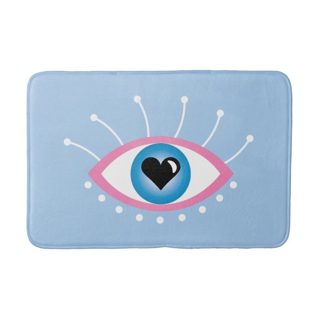 Tapis De Bain Oeil mal grec avec cils rose bleu (Devant)