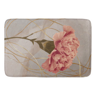 Tapis De Bain Œillet Rose Pâle Floral Or