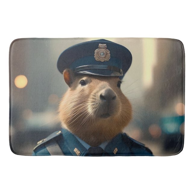 Tapis De Bain Officier Capybara : Garder la paix, (Devant)