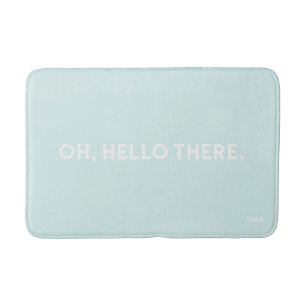 Tapis De Bain Oh Bonjour Là Typographie Monogramme Bleu Mat