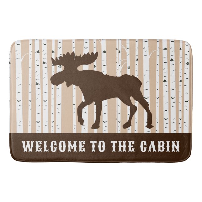Tapis De Bain Oie Elk Birch Trees Rustic Lodge Cabine (Devant)